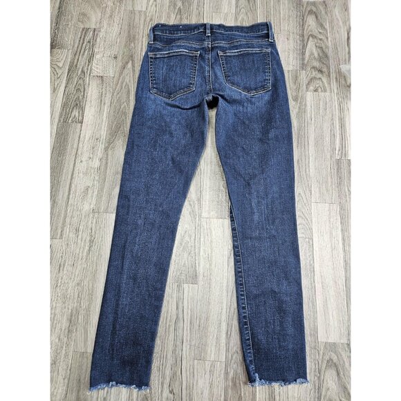 (3/$35) LOFT Jeans Womens 26 / 2 Blue Modern Skinny Raw Frayed Hem Ankle Denim - Picture 2 of 13